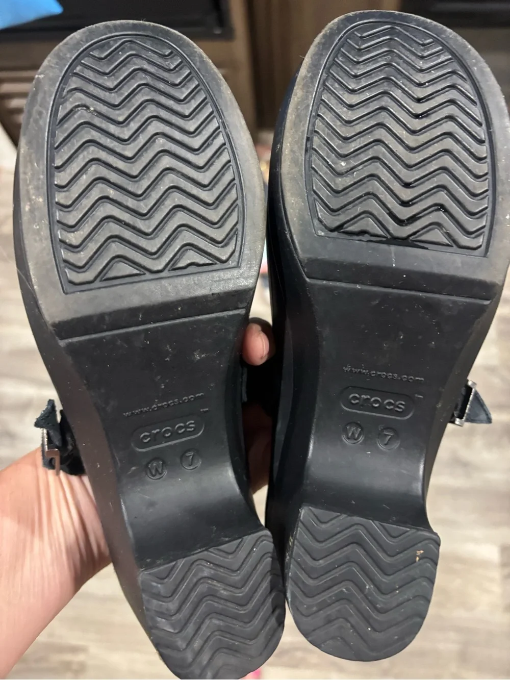 CROCS women Sarah dual Black Clog Slip-Ons with Adjustable Heel Strap